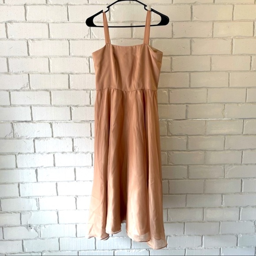 Champagne colored mid length dress